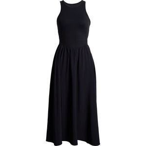 Zella Women's Black Effortless Cutout Back Hybrid Midi Dress XL NWOT